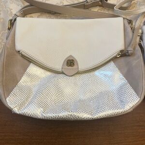 Elliott Lucca Cream and Silver Crossbody Bag